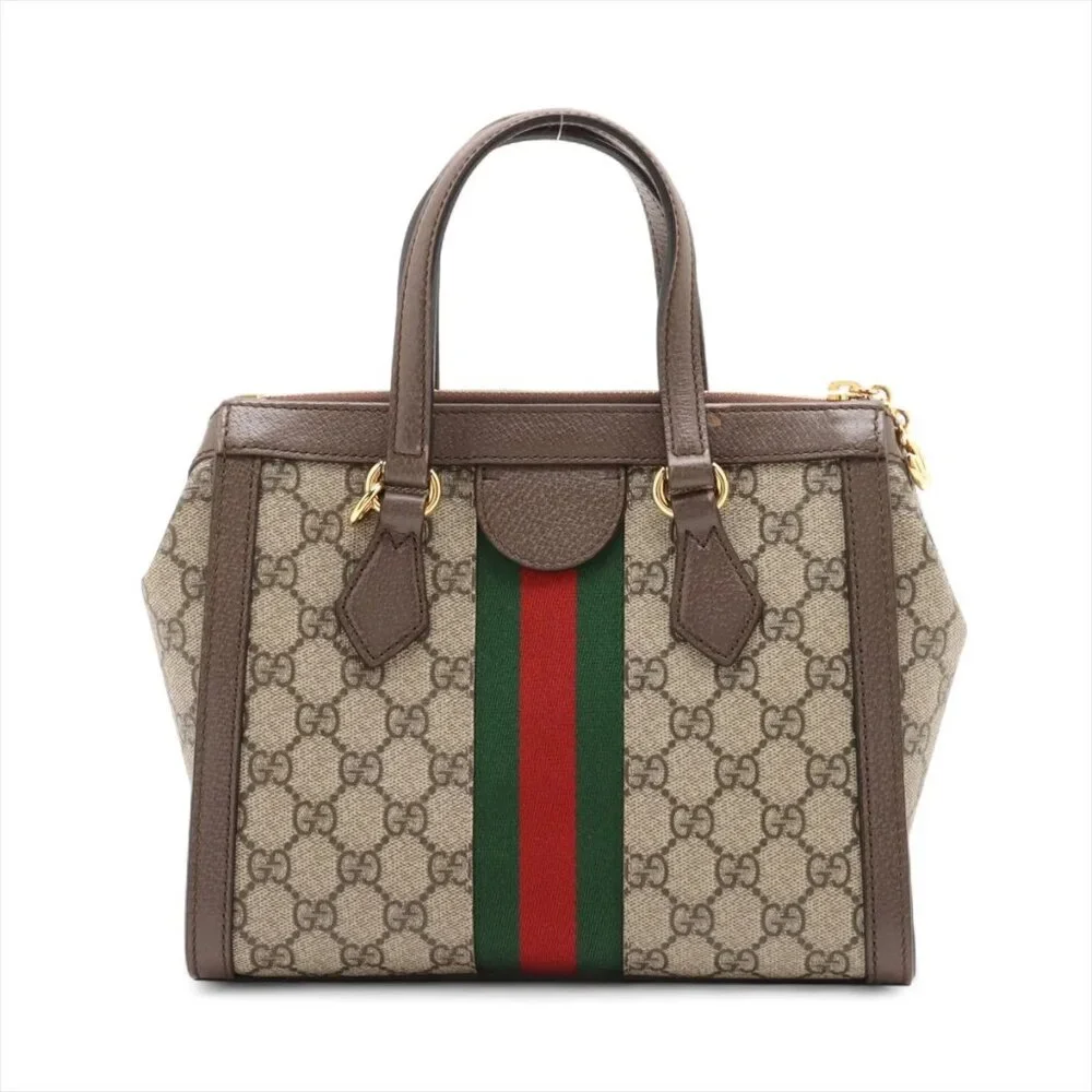 Sold✅Gucci GG Supreme Ophidia PVCx leather 2 Way Handbag Beige x brown 547551 - Picture 2 of 14